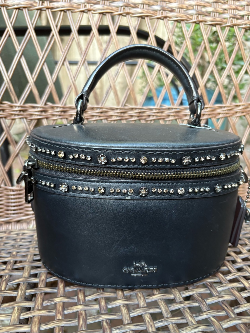 Coach x Selena Gomez Trail Bag Black Leather w/ Crystal Embellishment - Picture 4 of 14